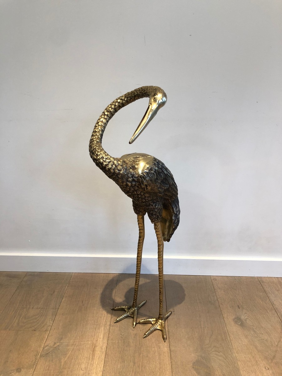 Pendant de Grands Oiseaux en Bronze Ciselé. Travail Français. Vers 1920-photo-6