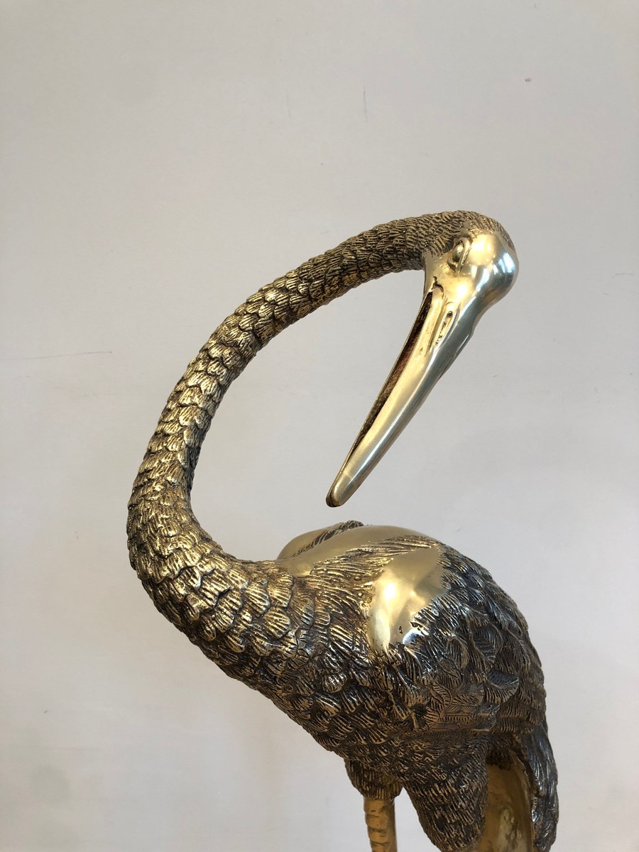 Pendant de Grands Oiseaux en Bronze Ciselé. Travail Français. Vers 1920-photo-7