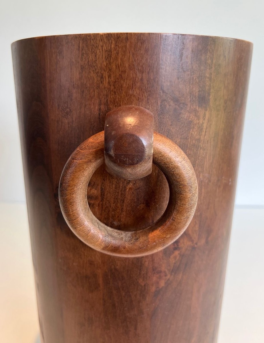 Brutalist Solid Wood Umbrella Stand, French, Circa 1950-photo-3
