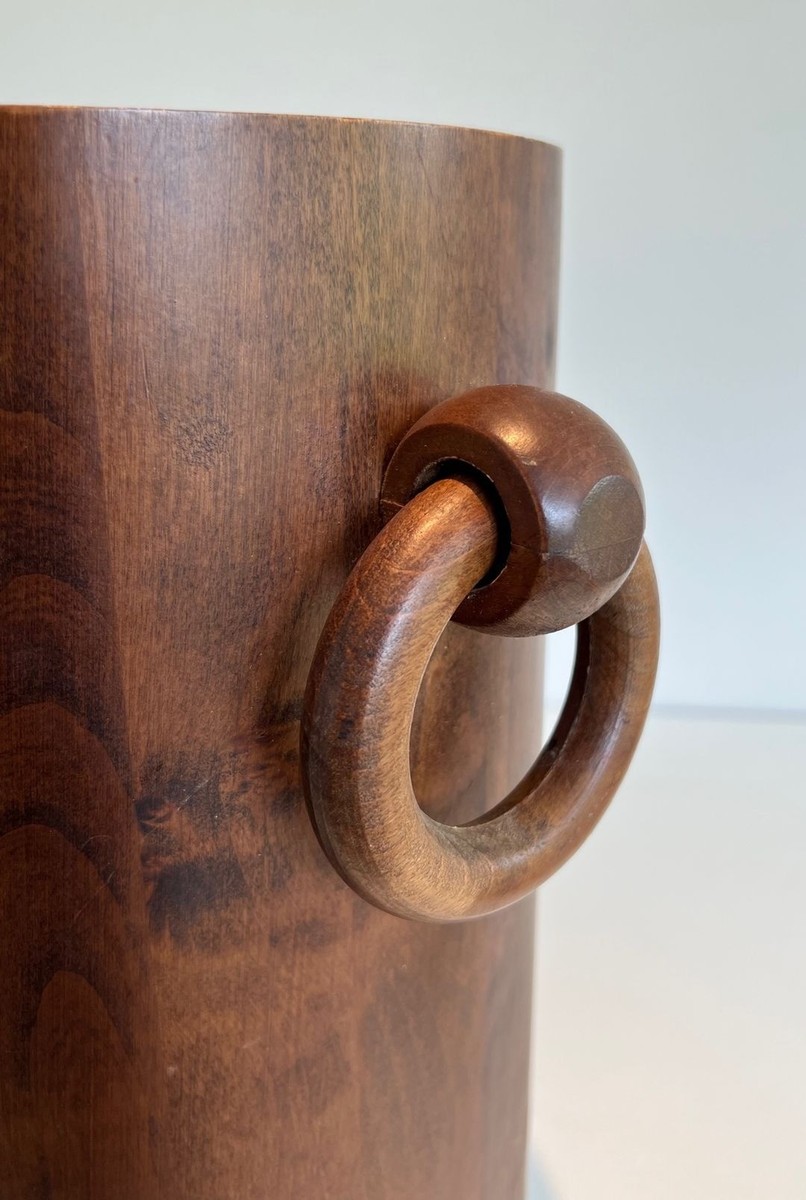 Brutalist Solid Wood Umbrella Stand, French, Circa 1950-photo-4