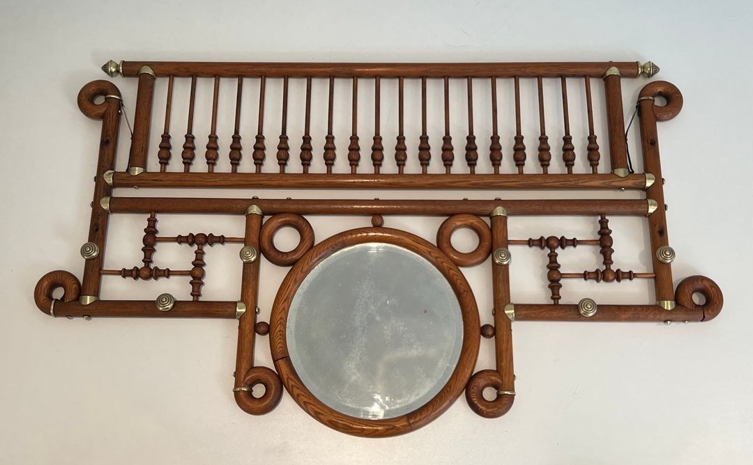 Bentwood And Brass Wall Coat Rack, Arts & Crafts, Austrian, Circa 1900-photo-3