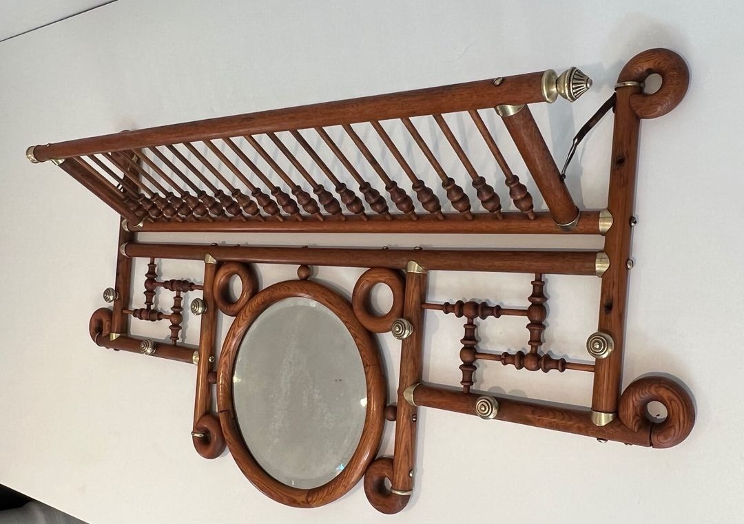 Bentwood And Brass Wall Coat Rack, Arts & Crafts, Austrian, Circa 1900-photo-1