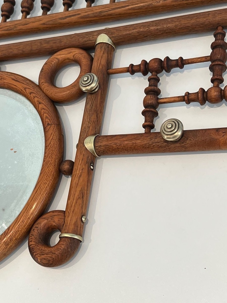 Bentwood And Brass Wall Coat Rack, Arts & Crafts, Austrian, Circa 1900-photo-7