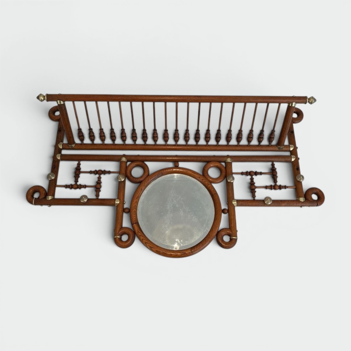 Bentwood And Brass Wall Coat Rack, Arts & Crafts, Austrian, Circa 1900