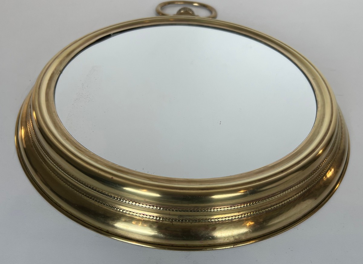 Grand Miroir en Laiton Représentant une Montre Gousset, Travail Français, Vers 1970-photo-5