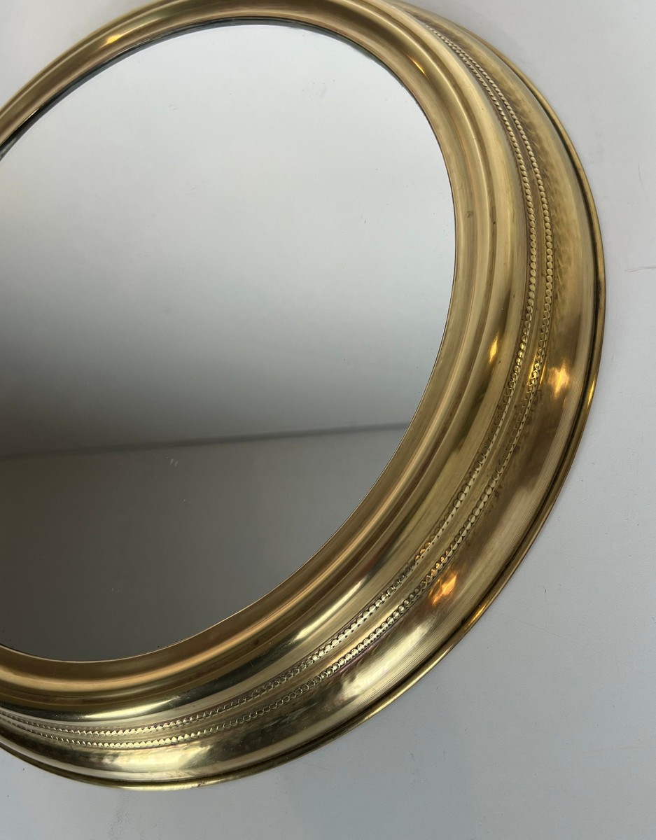 Grand Miroir en Laiton Représentant une Montre Gousset, Travail Français, Vers 1970-photo-6