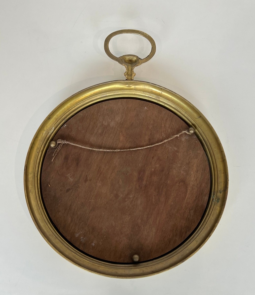 Grand Miroir en Laiton Représentant une Montre Gousset, Travail Français, Vers 1970-photo-7