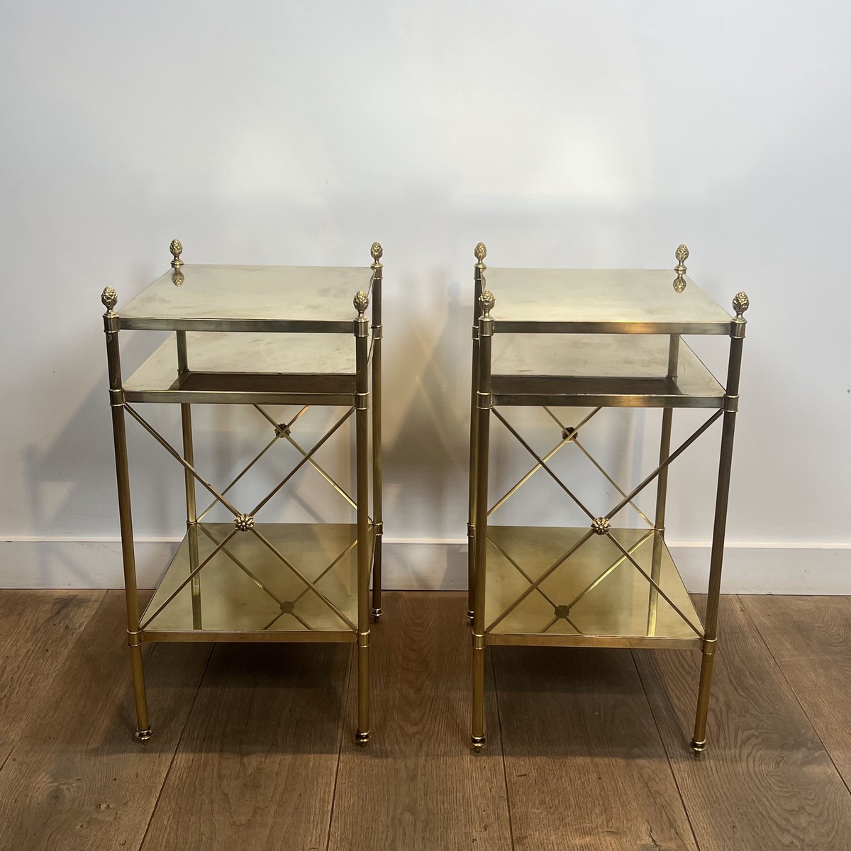 Pair Of Brass Side Tables By Maison Jansen. Circa 1940-photo-2