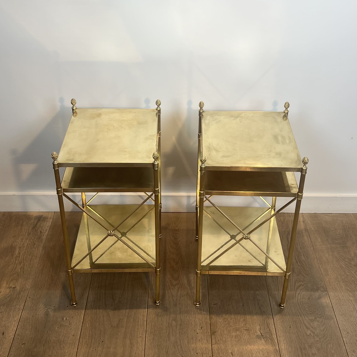 Pair Of Brass Side Tables By Maison Jansen. Circa 1940-photo-3