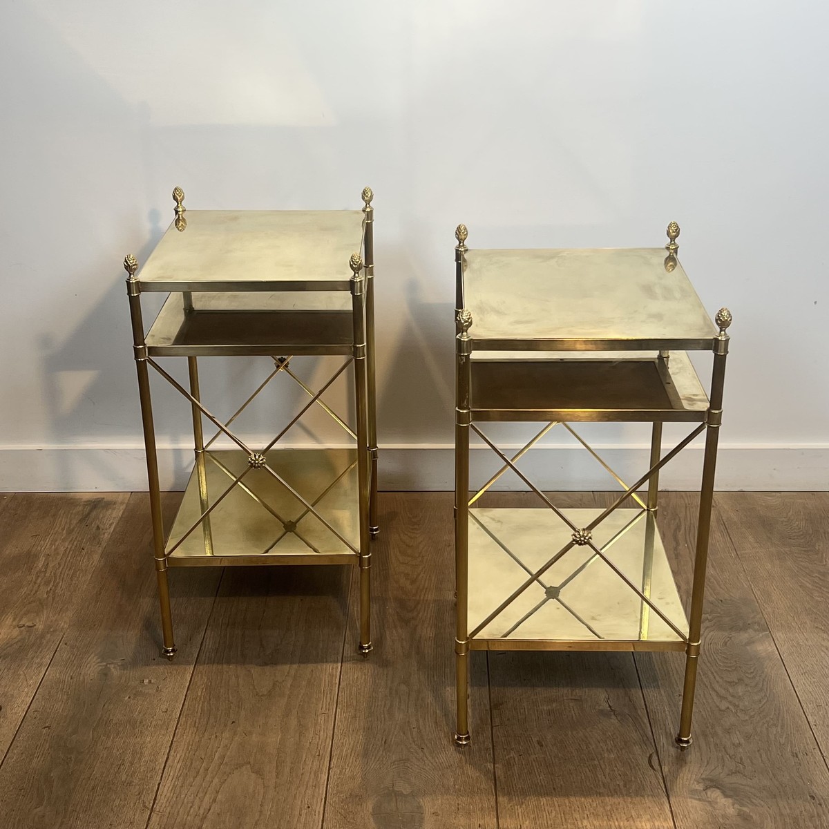 Pair Of Brass Side Tables By Maison Jansen. Circa 1940-photo-2