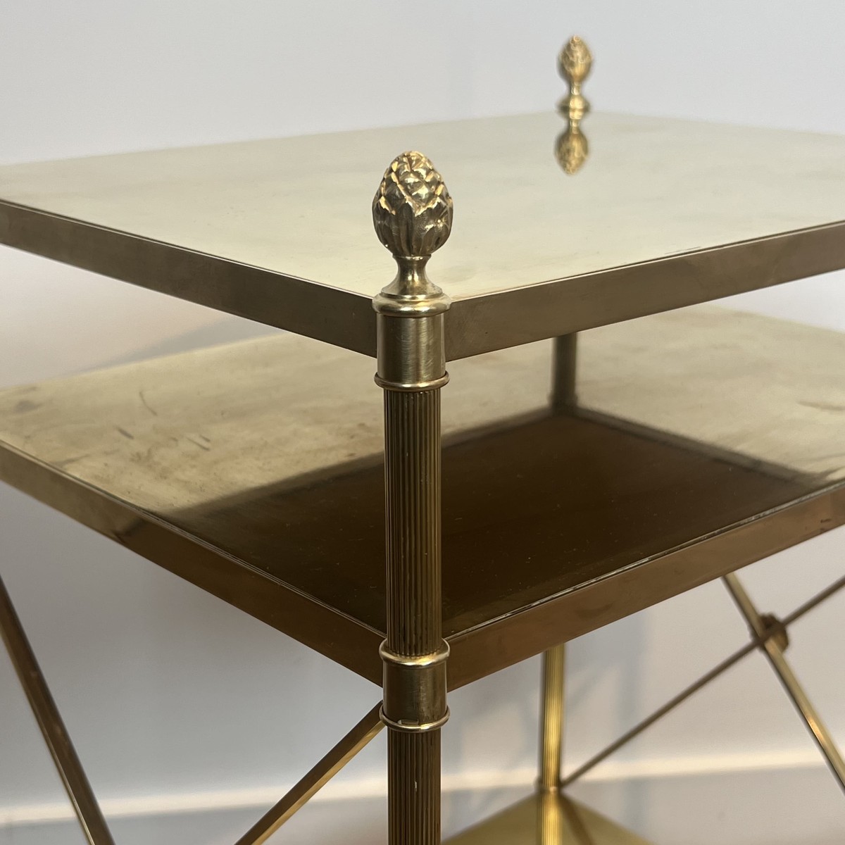 Pair Of Brass Side Tables By Maison Jansen. Circa 1940-photo-5