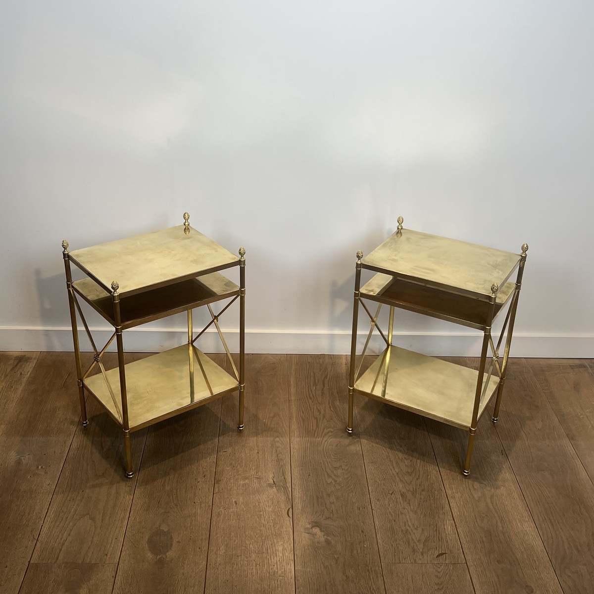 Pair Of Brass Side Tables By Maison Jansen. Circa 1940