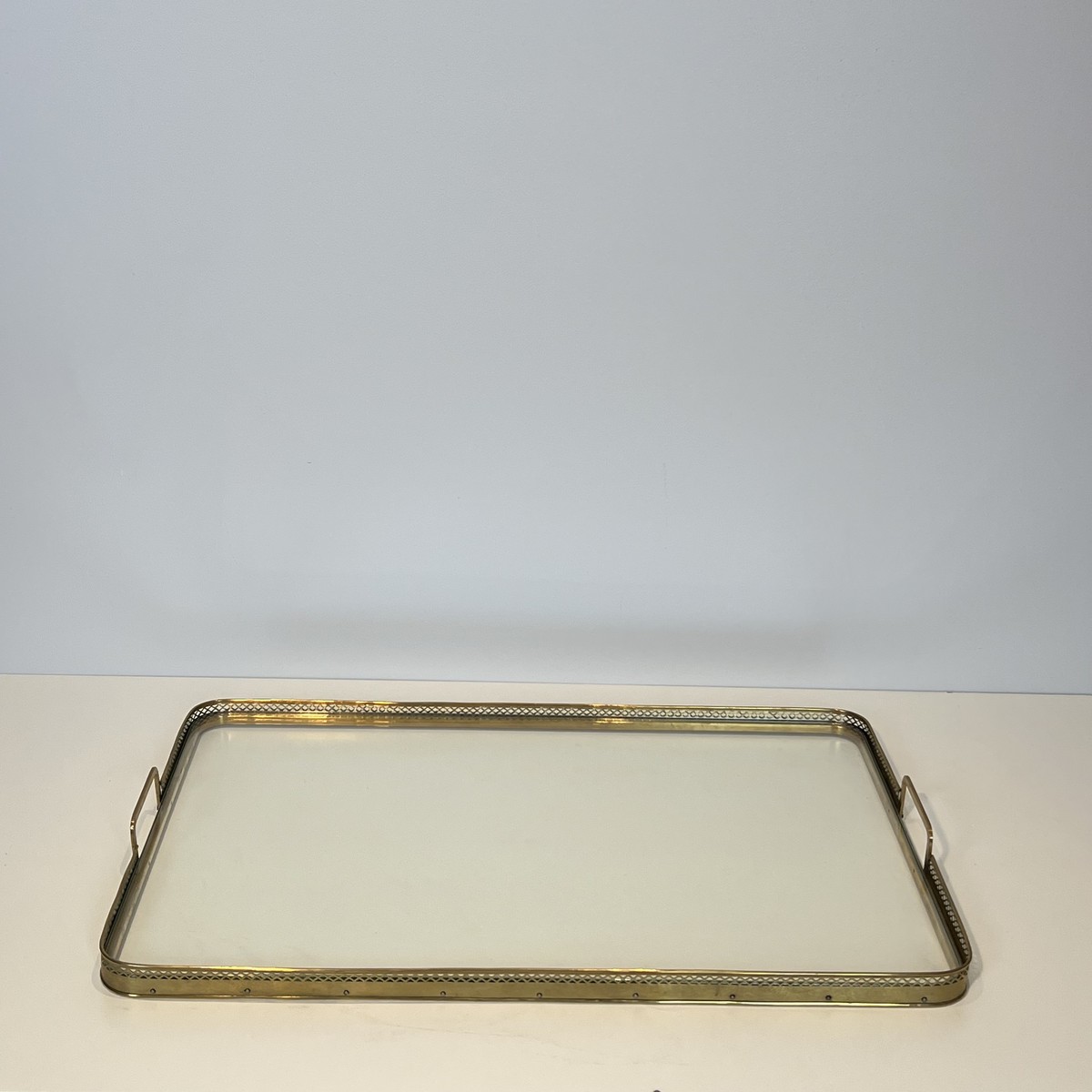 Rectangular Serving Tray With An Openwork Brass Gallery. French Work In The Style Of Maison Bag-photo-2