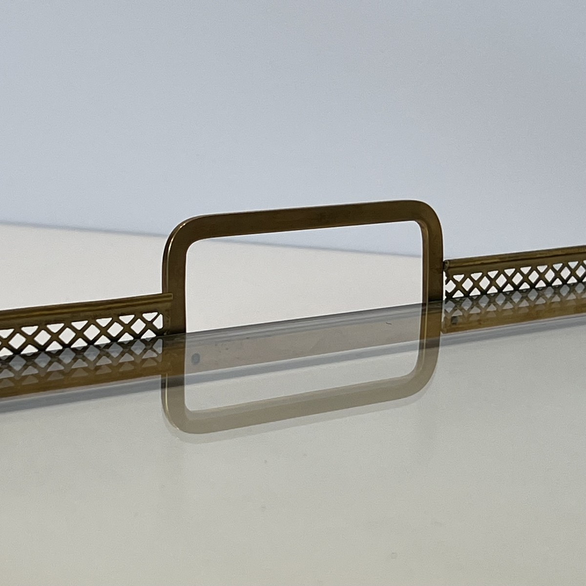 Rectangular Serving Tray With An Openwork Brass Gallery. French Work In The Style Of Maison Bag-photo-4