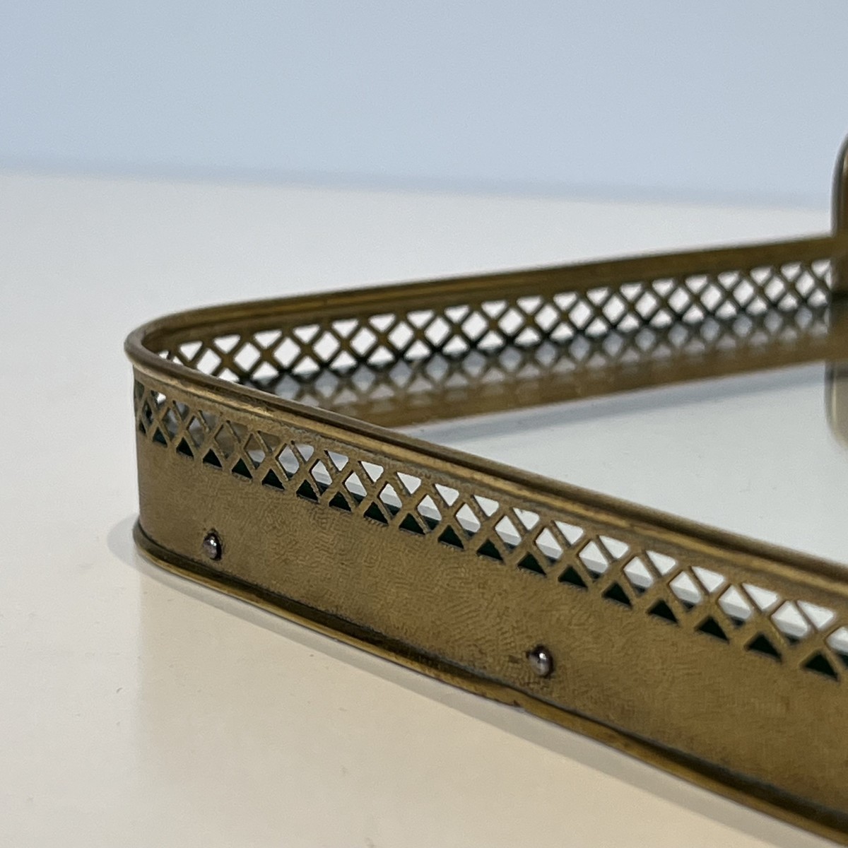 Rectangular Serving Tray With An Openwork Brass Gallery. French Work In The Style Of Maison Bag-photo-5