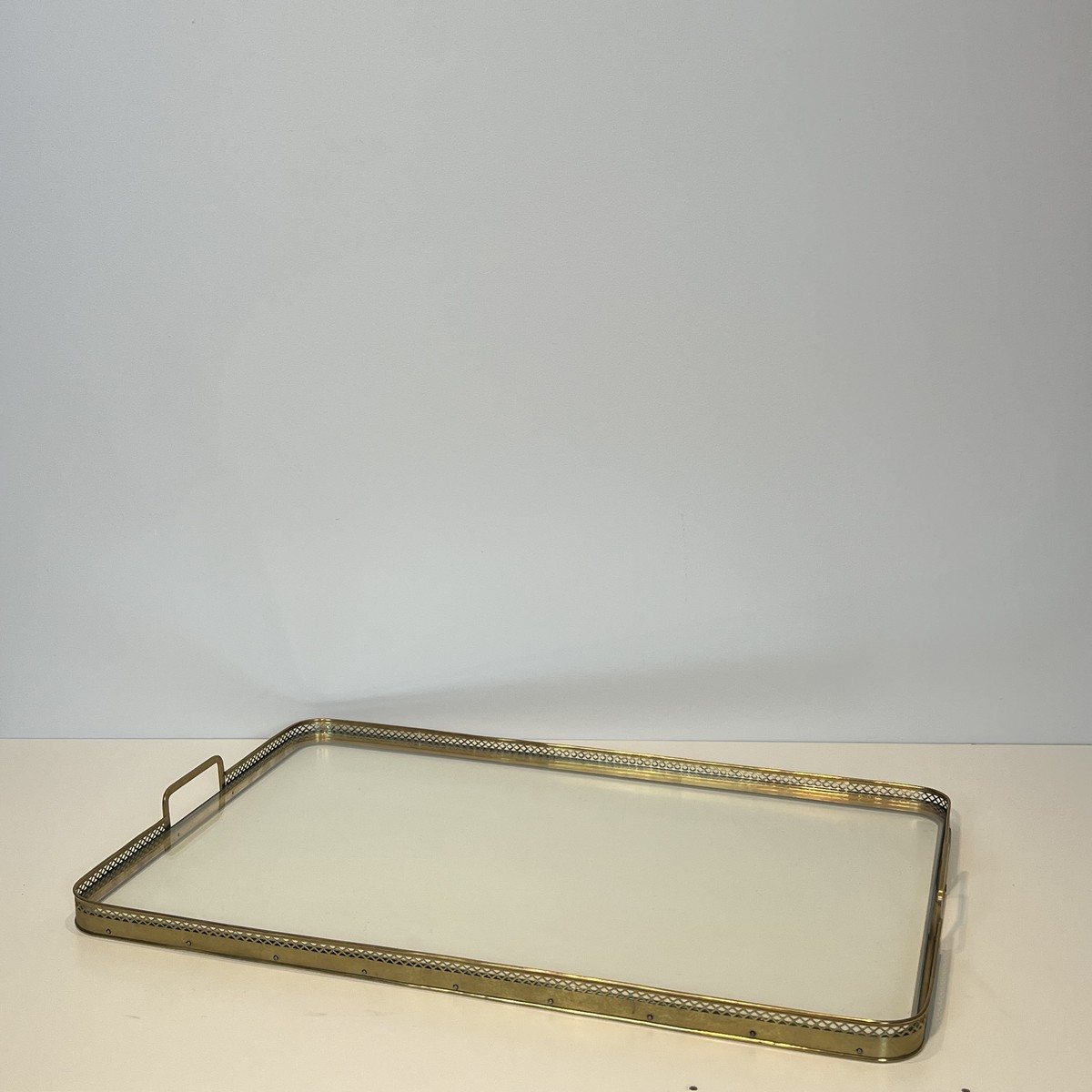 Rectangular Serving Tray With An Openwork Brass Gallery. French Work In The Style Of Maison Bag-photo-8