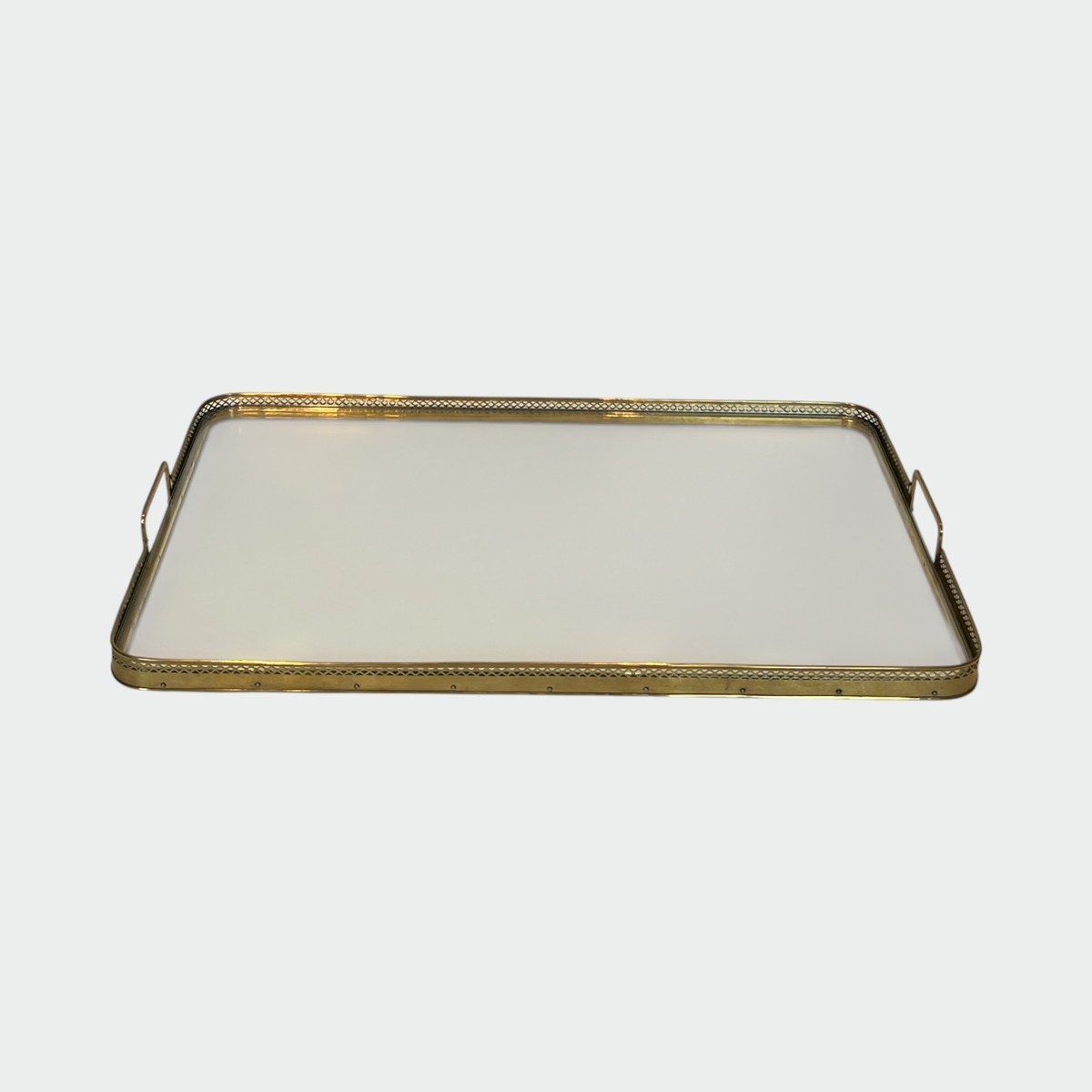 Rectangular Serving Tray With An Openwork Brass Gallery. French Work In The Style Of Maison Bag
