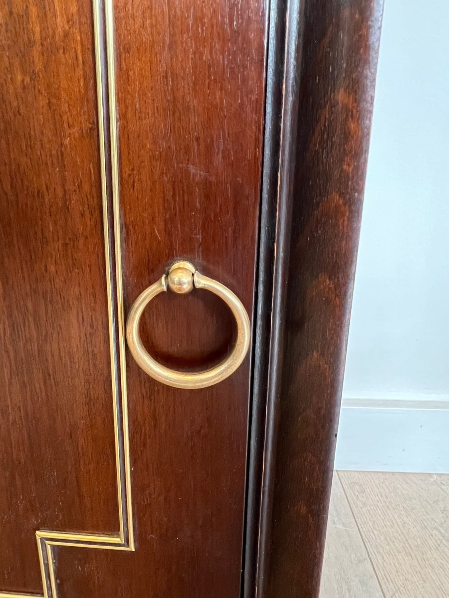 Paire de Meubles d'Appoint à Porte en Acajou et Filets de Laiton. Travail Français dans le Goût-photo-3