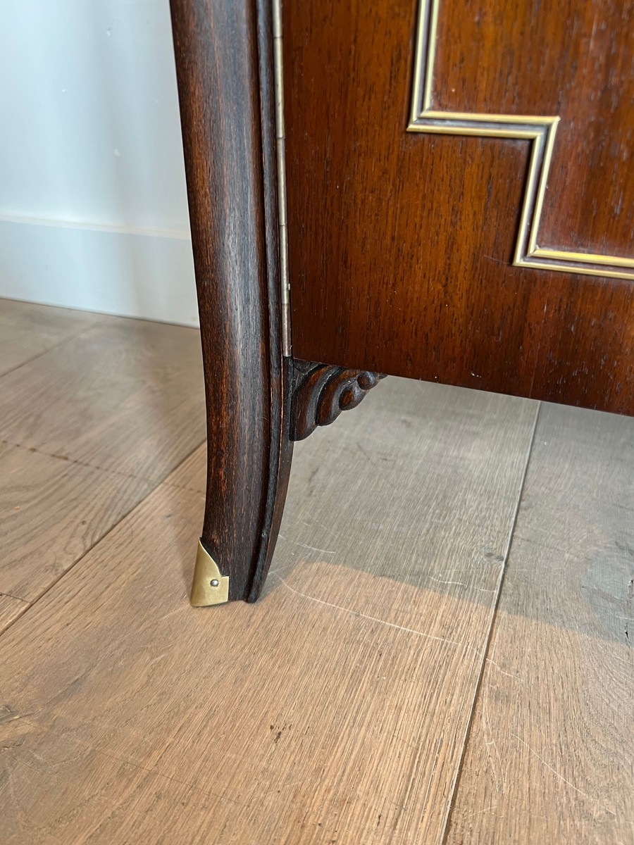 Paire de Meubles d'Appoint à Porte en Acajou et Filets de Laiton. Travail Français dans le Goût-photo-5