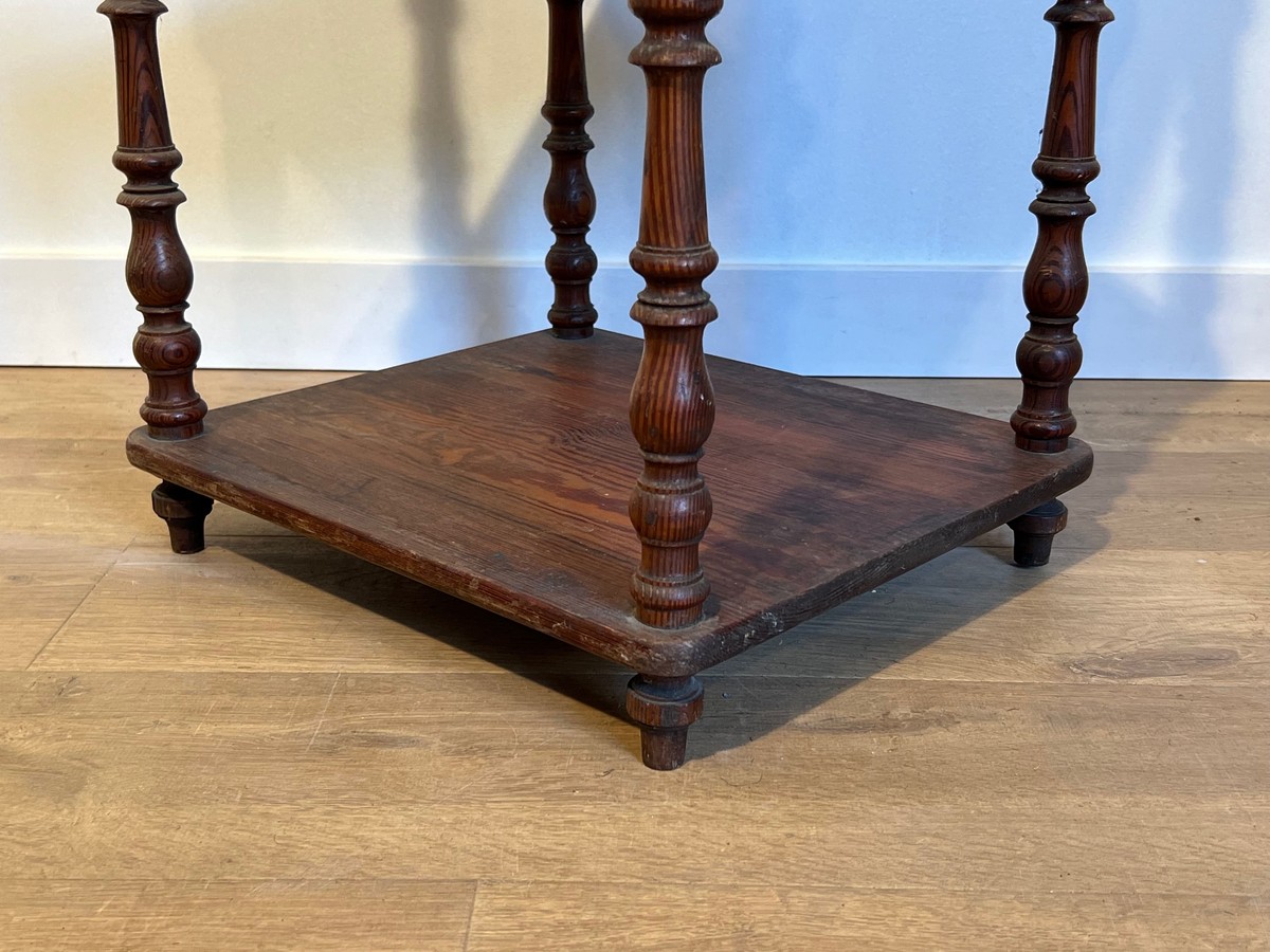 Three-tier Shelf In Pitch Pine With Turned Columns And Finials. Napoléon III Period. French Wor-photo-6