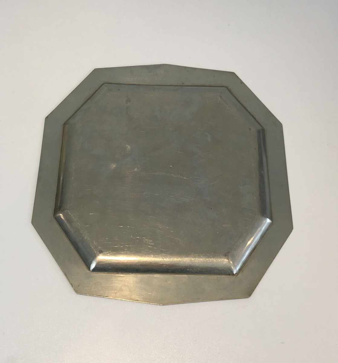 Octagonal Dinanderie Dish With Cubist Geometric Decoration In Green. Blac. French Work In The M-photo-4