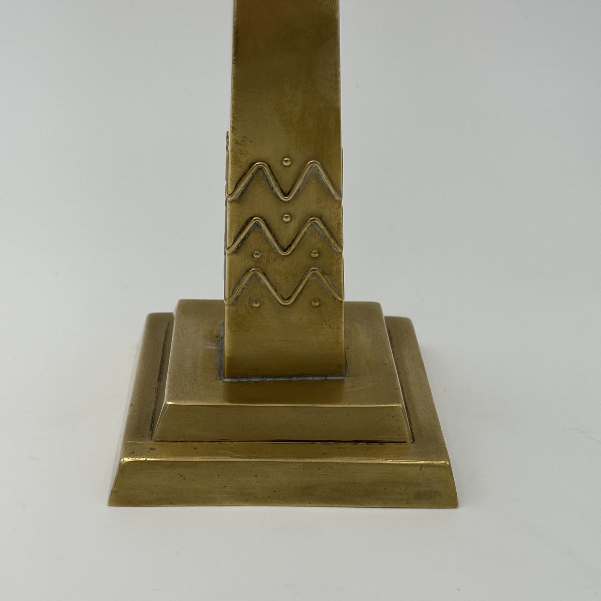 Five-light Brass Candelabrum. Jugendstil Style. With Openwork Geometric Decoration. In The Styl-photo-8