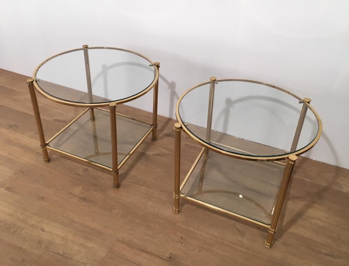 Pair Of Bouts Of Sofa Round 2 Brass Plates. Around 1970-photo-4