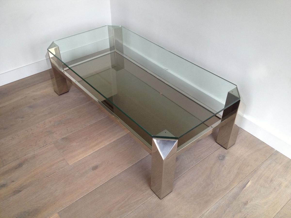 Very Beautiful Low Table Design Chromed Base.-photo-4