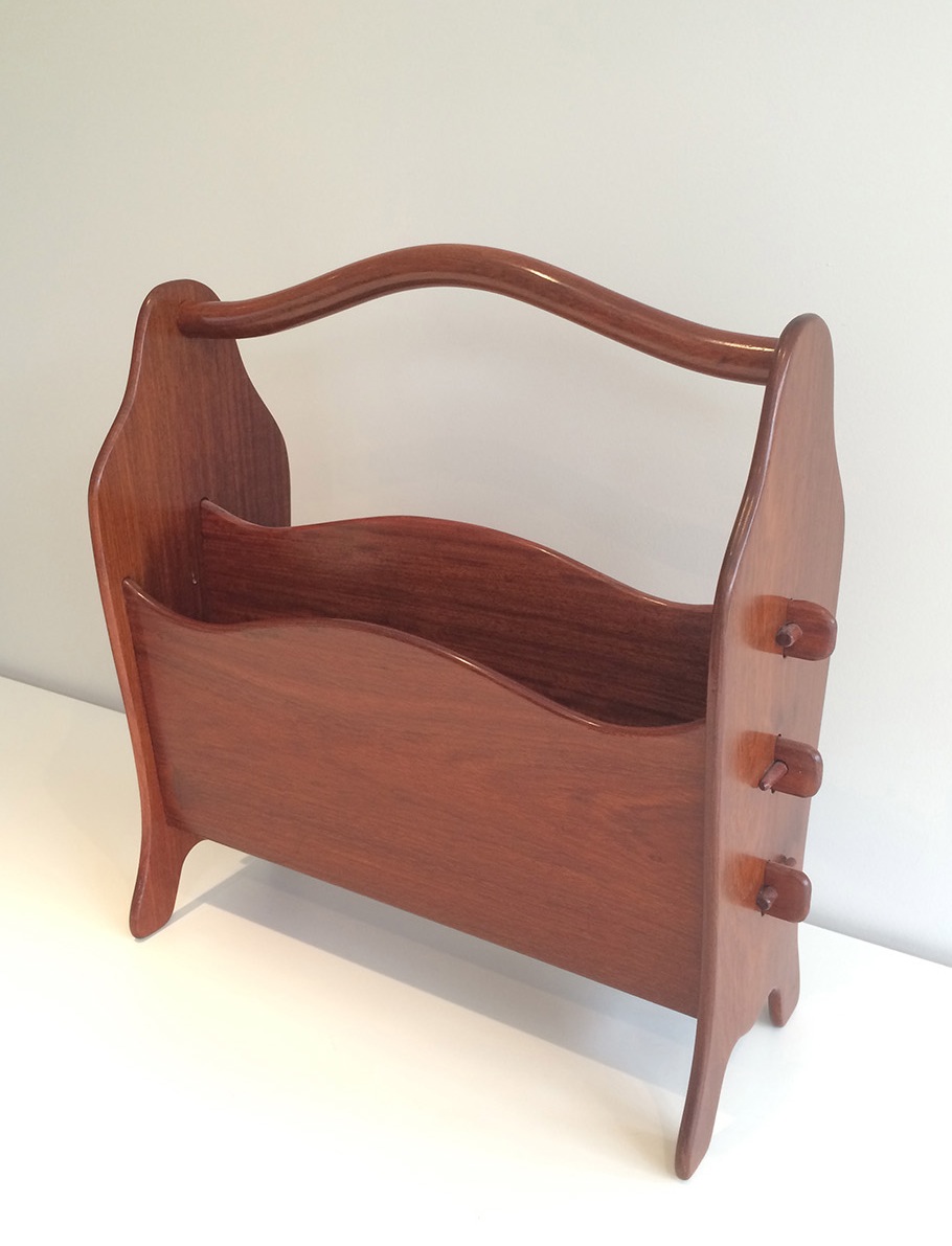 Magazine Holder Scandinavian Teak. About 1970-photo-3