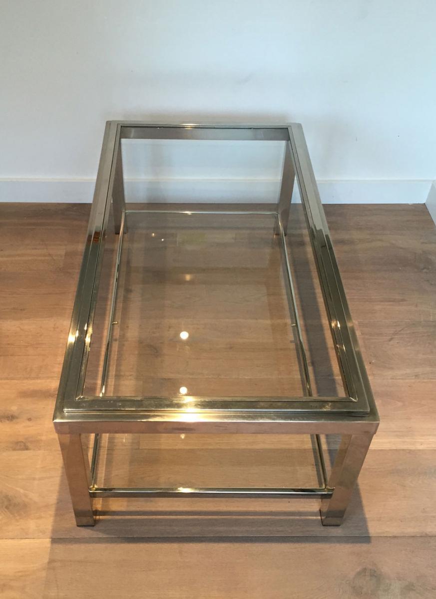 Chrome Coffee Table With 2 Shelves-photo-3