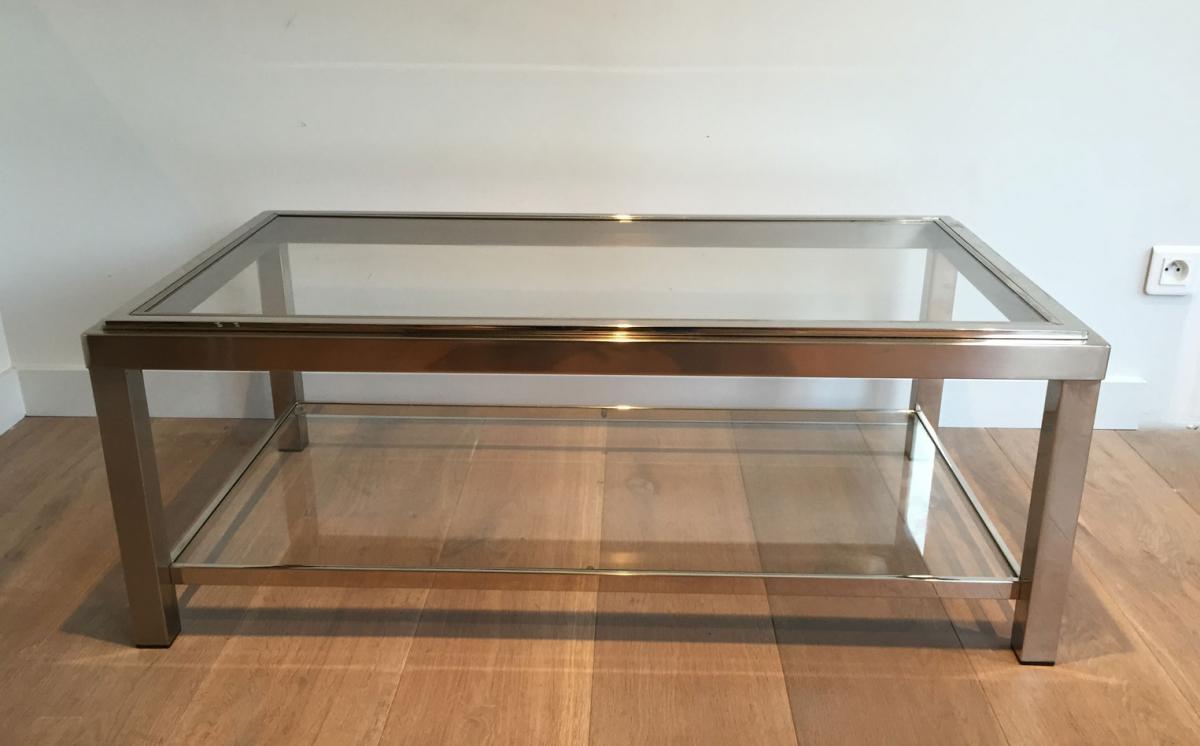 Chrome Coffee Table With 2 Shelves-photo-4