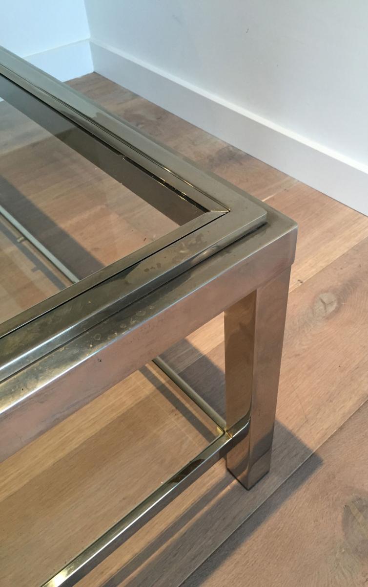 Chrome Coffee Table With 2 Shelves-photo-2