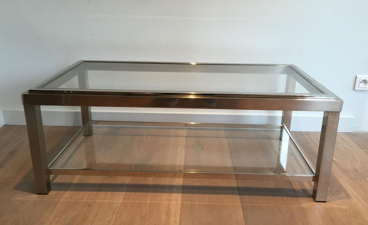 Chrome Coffee Table With 2 Shelves-photo-4