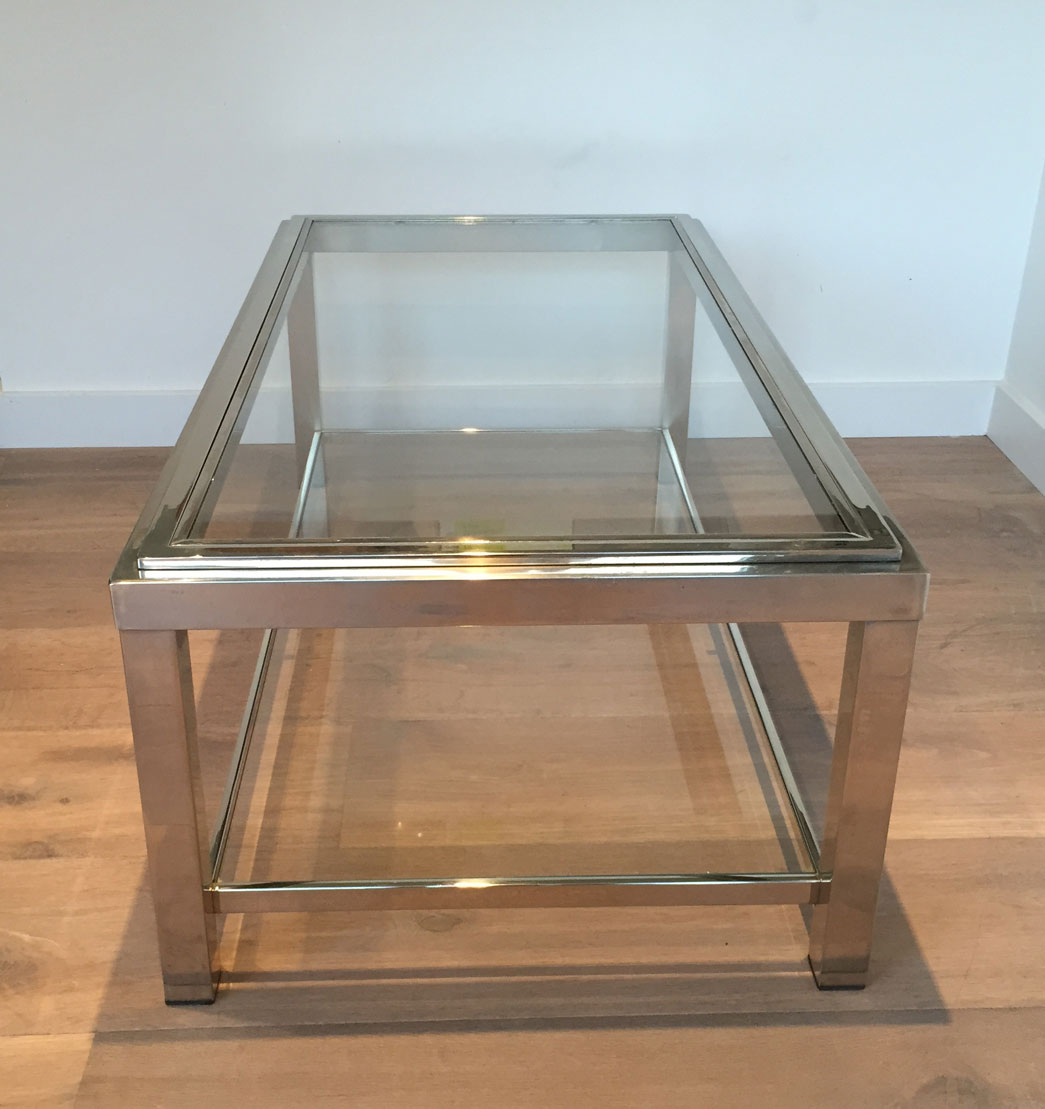 Chrome Coffee Table With 2 Shelves-photo-5