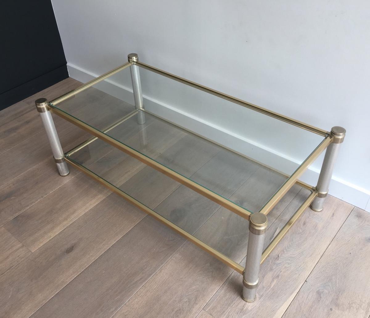 Vandel Coffee Table Chrome And Gilded With Fluted Feet-photo-2