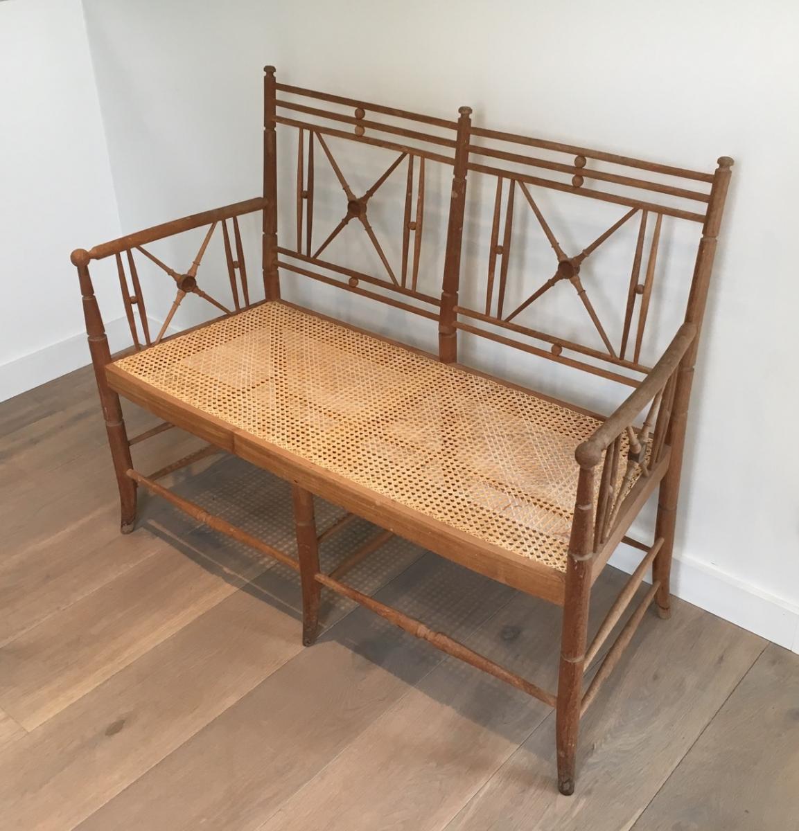 Vicario. Fauteuil En Hêtre Et Osier. Italian. Vers 1980. 