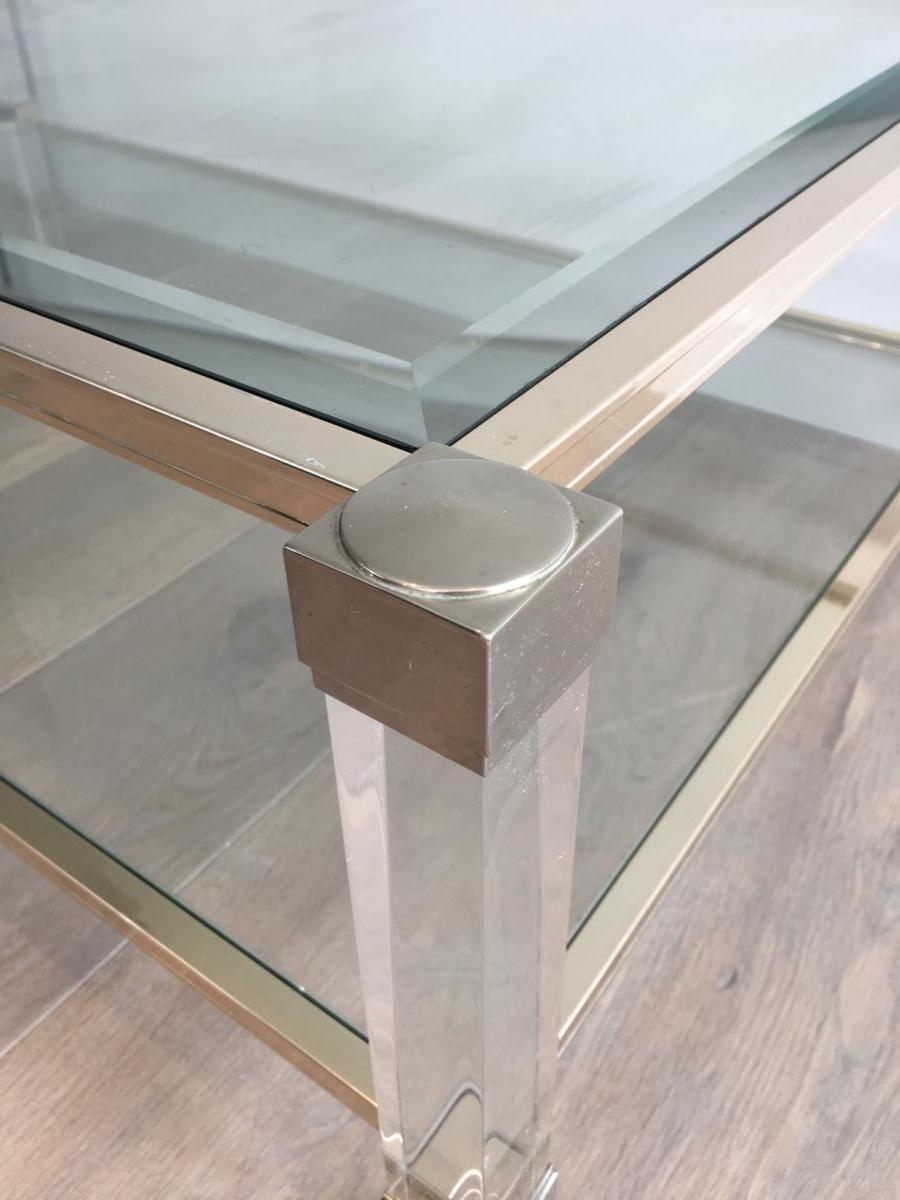 Large Coffee Table In Plexiglass And Chrome.-photo-1