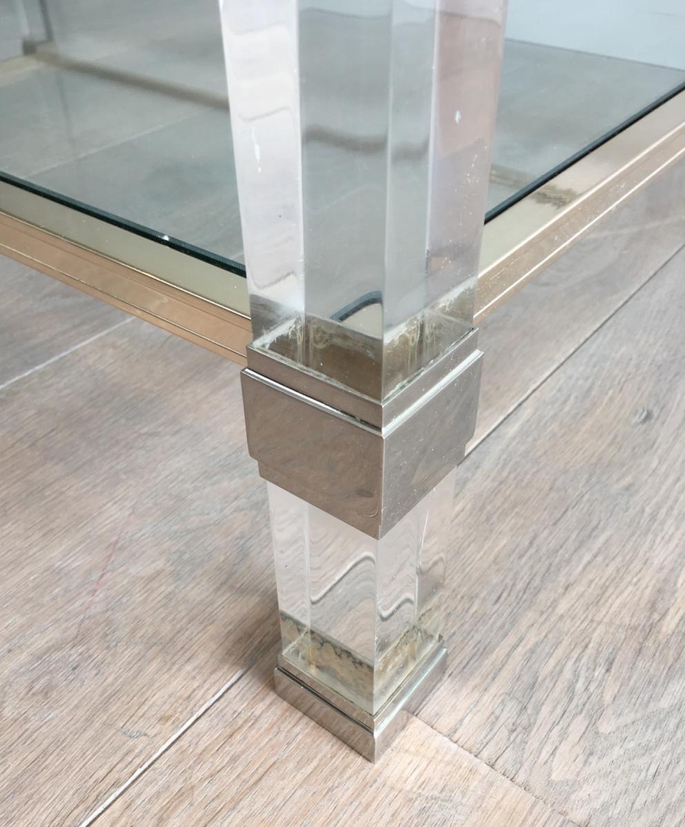 Large Coffee Table In Plexiglass And Chrome.-photo-2