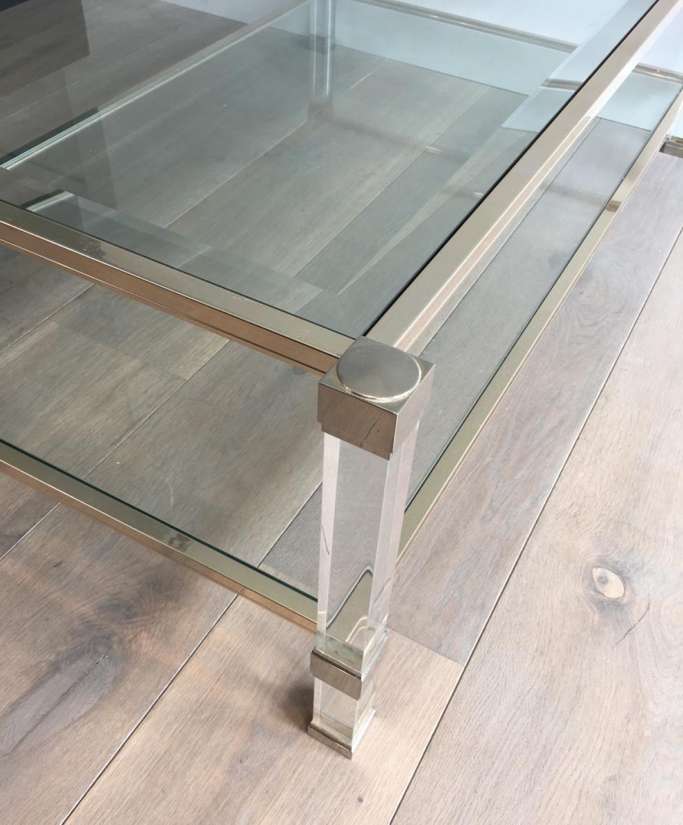 Large Coffee Table In Plexiglass And Chrome.-photo-5