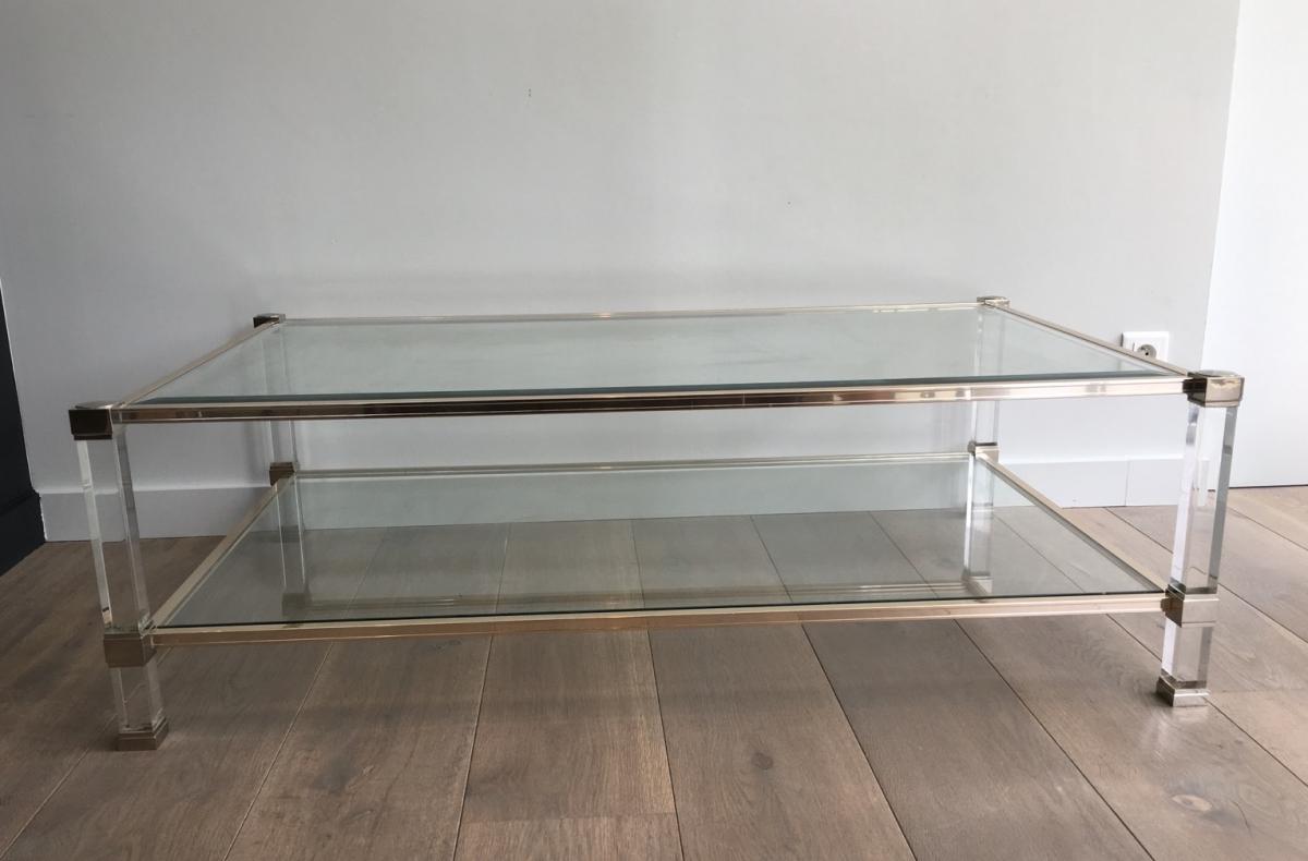 Large Coffee Table In Plexiglass And Chrome.-photo-8