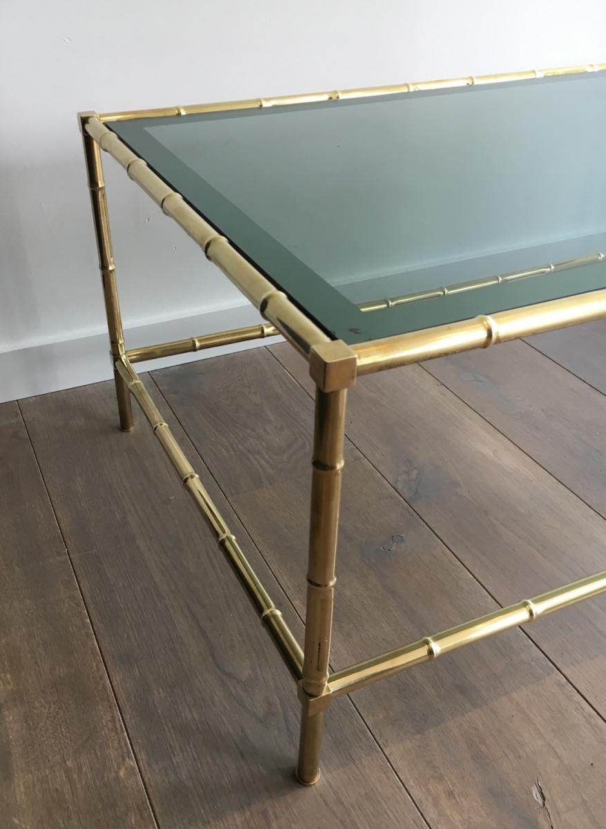 Coffee Table Faux-bamboo Way Brass.-photo-2