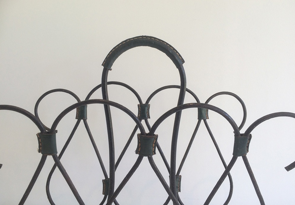 Leather And Metal Lacquered Magazine Rack. Around 1950-photo-1