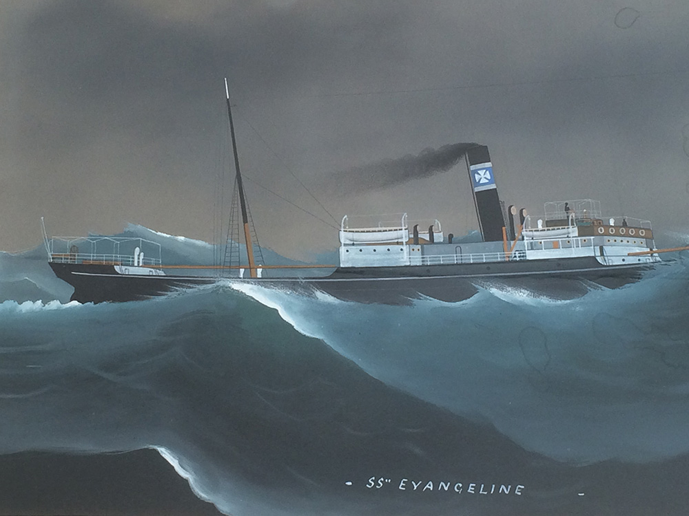 Aquarelle Représentant Un Navire Naviguant. Vers 1950 -photo-4