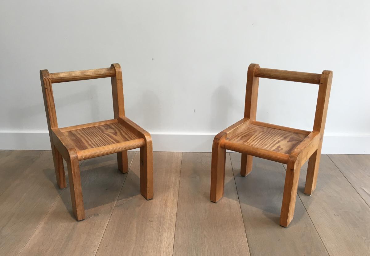  Paire De Petites Chaises d'Enfants. Vers 1970 