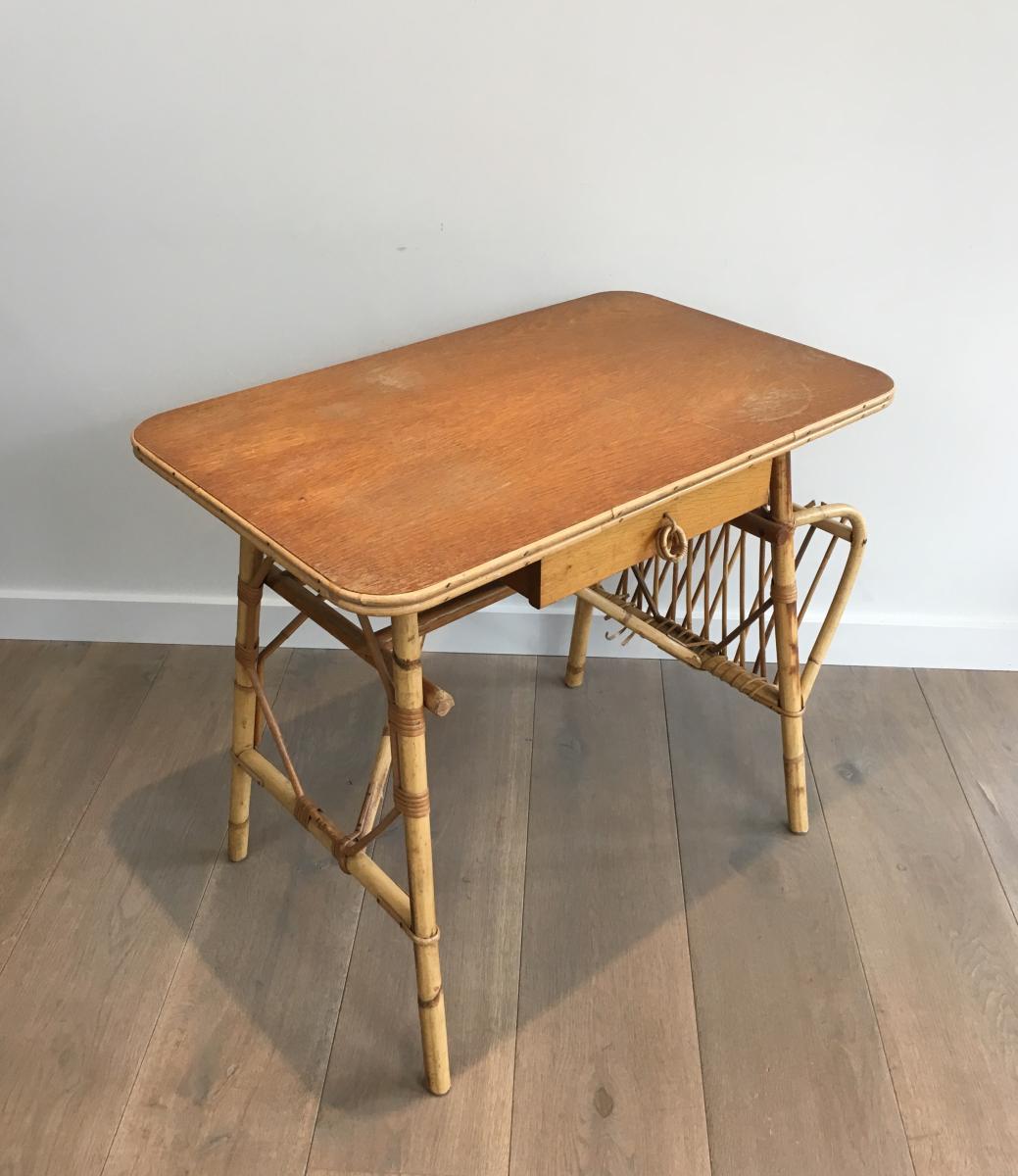 Rattan Desk (a Small Miss On The Magazine Rack). Around 1970-photo-2