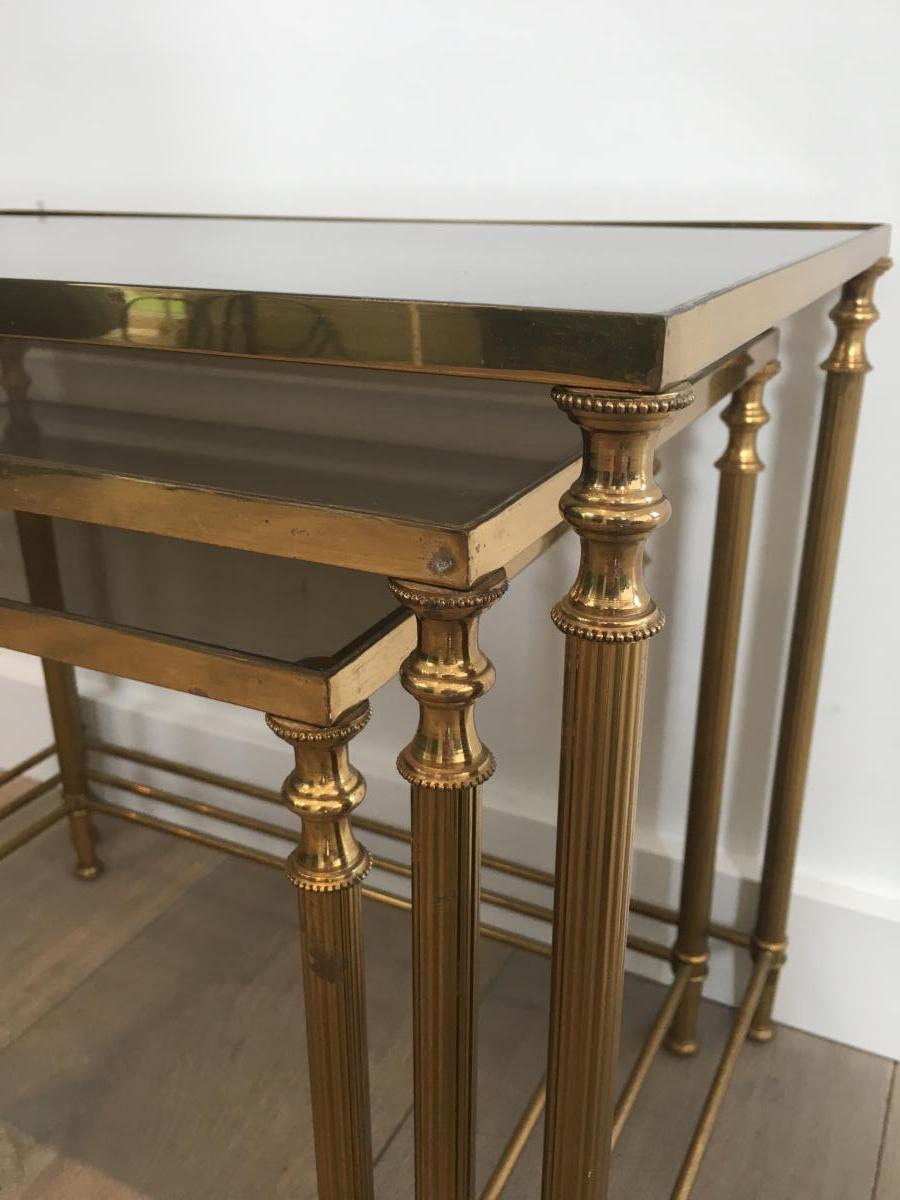 Neoclassical Nesting Tables Set Brass.-photo-3