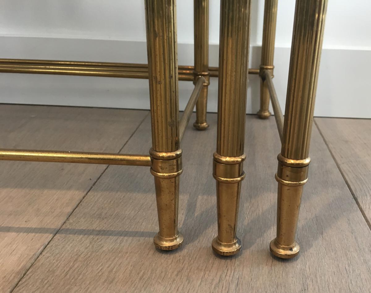 Neoclassical Nesting Tables Set Brass.-photo-4