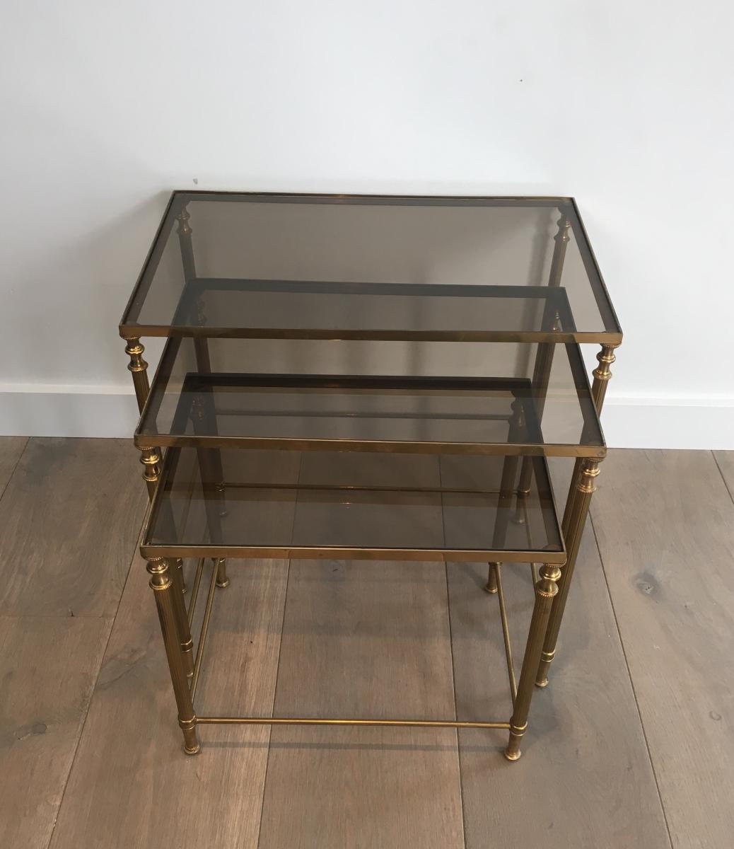 Neoclassical Nesting Tables Set Brass.-photo-5