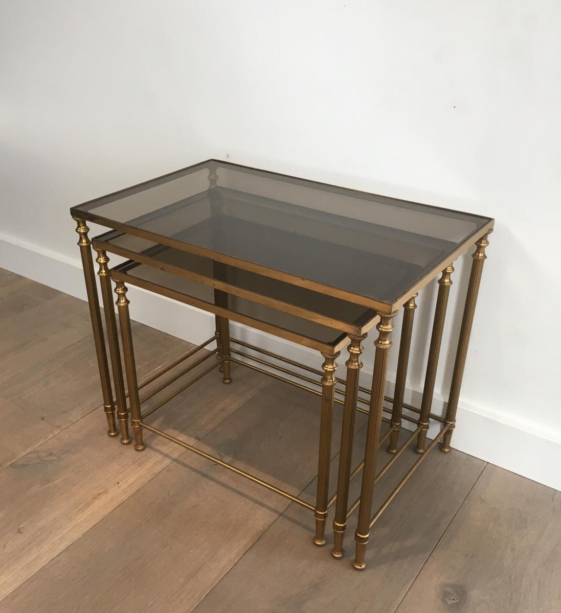 Neoclassical Nesting Tables Set Brass.-photo-7