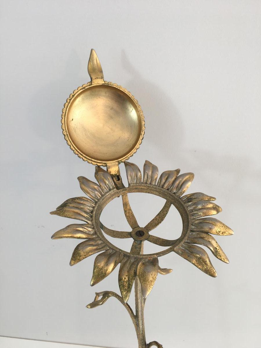 Bronze Decorative Element Representing A Sunflower. Around 1960-photo-2